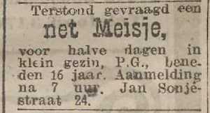 Artikel 'net Meisje,' uit Rotterdamsch nieuwsblad van 24 sep 1909
