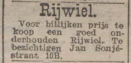 Artikel 'Rijwiel.' uit  van  dec 