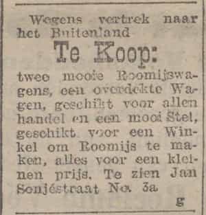Artikel 'Te Koop:' uit Rotterdamsch nieuwsblad van 24 sep 1909
