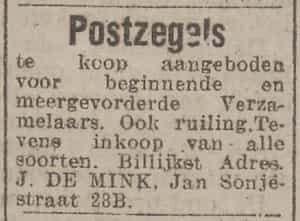 Artikel 'Postzegels' uit Rotterdamsch nieuwsblad van 24 sep 1909
