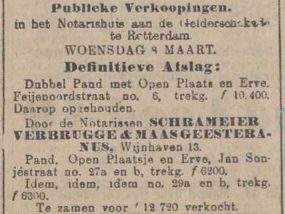 Artikel 'Publieke Verkoopingen.' uit Rotterdamsch nieuwsblad van 24 sep 1909
