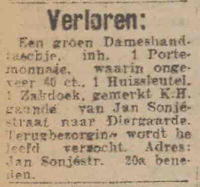 Artikel 'Verloren:' uit  van  dec 