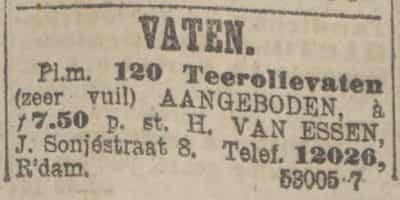 Artikel 'Vaten.' uit Rotterdamsch nieuwsblad van 24 sep 1909
