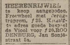 Artikel 'Heerenrijwiel' uit Rotterdamsch nieuwsblad van 24 sep 1909
