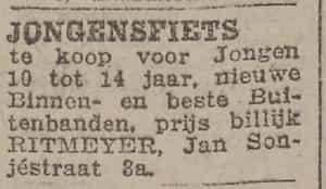 Artikel 'Jongensfiets' uit Rotterdamsch nieuwsblad van 24 sep 1909
