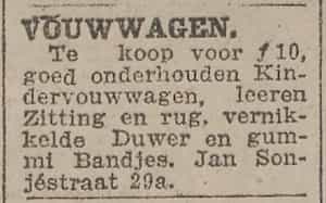 Artikel 'Vouwwagen.' uit Rotterdamsch nieuwsblad van 24 sep 1909
