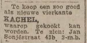 Artikel 'kachel,' uit Rotterdamsch nieuwsblad van 24 sep 1909
