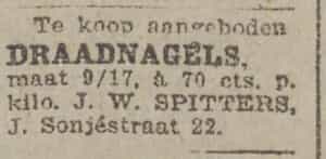 Artikel 'draadnagels,' uit Rotterdamsch nieuwsblad van 24 sep 1909
