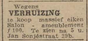 Artikel 'verhuizing' uit Rotterdamsch nieuwsblad van 24 sep 1909
