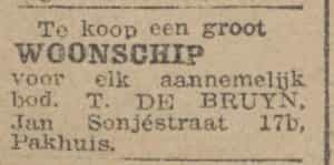 Artikel 'woonschip' uit Rotterdamsch nieuwsblad van 24 sep 1909
