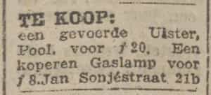 Artikel 'Te koop:' uit Rotterdamsch nieuwsblad van 24 sep 1909
