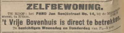 Artikel 'Zelfbewoning.' uit Rotterdamsch nieuwsblad van 24 sep 1909
