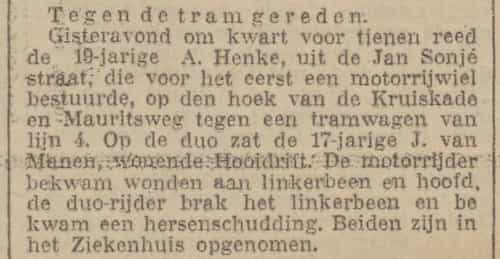 Artikel 'Tegen de tram gereden.' uit  van  dec 