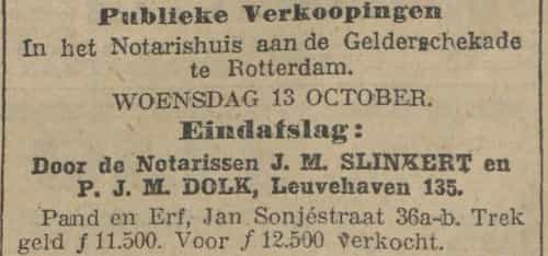 Artikel 'Publieke Verkoopingen' uit Rotterdamsch nieuwsblad van 24 sep 1909
