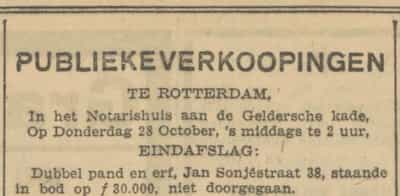 Artikel 'Publieke verkoopingen' uit Rotterdamsch nieuwsblad van 24 sep 1909
