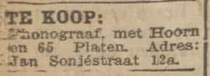 Artikel 'Te koop:' uit Rotterdamsch nieuwsblad van 24 sep 1909
