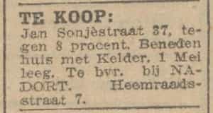 Artikel 'Te koop:' uit Rotterdamsch nieuwsblad van 24 sep 1909
