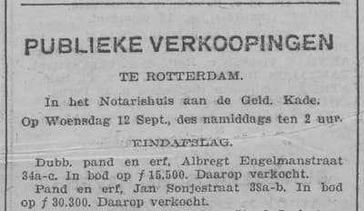 Artikel 'Publieke verkoopingen' uit Rotterdamsch nieuwsblad van 24 sep 1909
