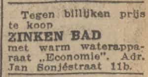 Artikel 'zinken bad' uit Rotterdamsch nieuwsblad van 24 sep 1909
