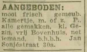 Artikel 'Aangeboden:' uit Rotterdamsch nieuwsblad van 24 sep 1909
