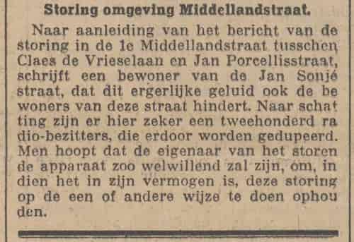 Artikel 'Storing omgeving Middellandstraat.' uit  van  dec 