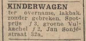 Artikel 'Kinderwagen' uit Rotterdamsch nieuwsblad van 24 sep 1909
