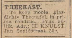 Artikel 'Theekast:' uit Rotterdamsch nieuwsblad van 24 sep 1909
