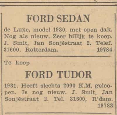 Artikel 'Ford Sedan en Ford Tudor' uit Rotterdamsch nieuwsblad van 24 sep 1909
