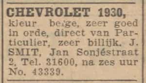 Artikel 'Chevrolet 1930,' uit Rotterdamsch nieuwsblad van 24 sep 1909
