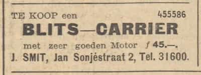 Artikel 'Blits-carrier' uit Rotterdamsch nieuwsblad van 24 sep 1909
