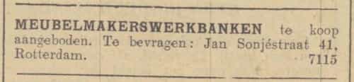 Artikel 'Meubelmakerswerkbanken' uit Rotterdamsch nieuwsblad van 24 sep 1909
