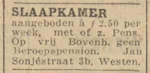 Artikel 'Slaapkamer' uit Rotterdamsch nieuwsblad van 24 sep 1909
