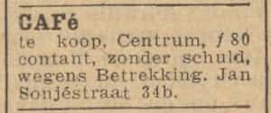 Artikel 'Café' uit Rotterdamsch nieuwsblad van 24 sep 1909
