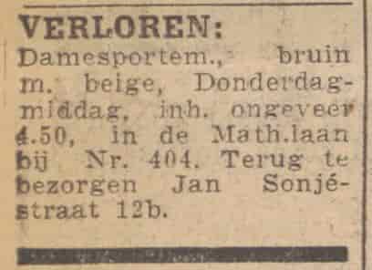 Artikel 'Verloren:' uit  van  dec 