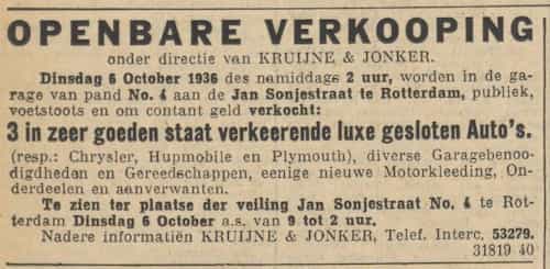 Artikel '3 in zeer goeden staat verkeerende luxe gesloten Auto's.' uit Rotterdamsch nieuwsblad van 24 sep 1909
