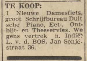 Artikel 'Te koop:' uit Rotterdamsch nieuwsblad van 24 sep 1909
