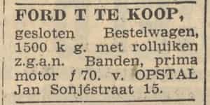 Artikel 'Ford T te koop,' uit Rotterdamsch nieuwsblad van 24 sep 1909
