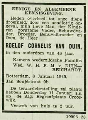 Artikel 'Roelof Cornelis van Duin,' uit  van  dec 