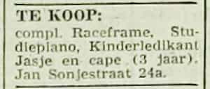 Artikel 'Te koop:' uit Rotterdamsch nieuwsblad van 24 sep 1909
