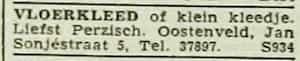 Artikel 'Vloerkleed' uit Rotterdamsch nieuwsblad van 24 sep 1909
