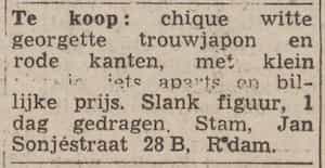 Artikel 'Te koop:' uit Rotterdamsch nieuwsblad van 24 sep 1909
