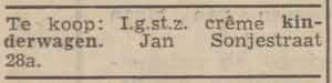 Artikel 'kinderwagen.' uit Rotterdamsch nieuwsblad van 24 sep 1909
