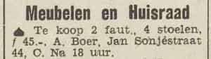 Artikel 'Meubelen en Huisraad' uit Rotterdamsch nieuwsblad van 24 sep 1909
