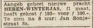 Artikel 'heren-winterjas,' uit Rotterdamsch nieuwsblad van 24 sep 1909
