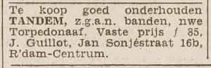 Artikel 'tandem,' uit Rotterdamsch nieuwsblad van 24 sep 1909
