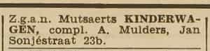 Artikel 'kinderwagen,' uit Rotterdamsch nieuwsblad van 24 sep 1909
