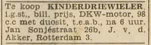 Artikel 'kinderdriewieler,' uit Rotterdamsch nieuwsblad van 24 sep 1909
