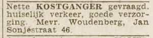 Artikel 'kostganger' uit Rotterdamsch nieuwsblad van 24 sep 1909
