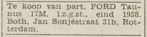 Artikel 'Ford Taunus 17M,' uit Rotterdamsch nieuwsblad van 24 sep 1909

