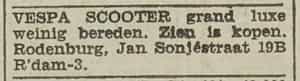 Artikel 'Vespa scooter' uit Rotterdamsch nieuwsblad van 24 sep 1909
